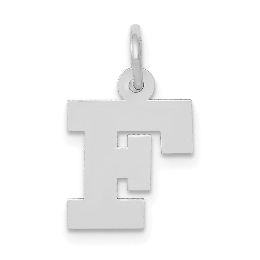10k White Gold Small Block Initial F Charm - image 1
